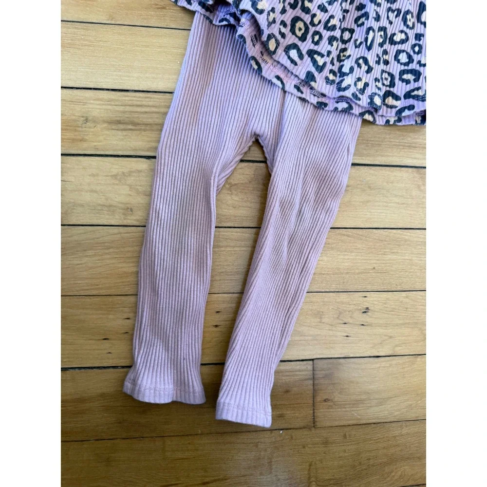 Mud Pie pink and black leopard print two‎ piece infant outfit